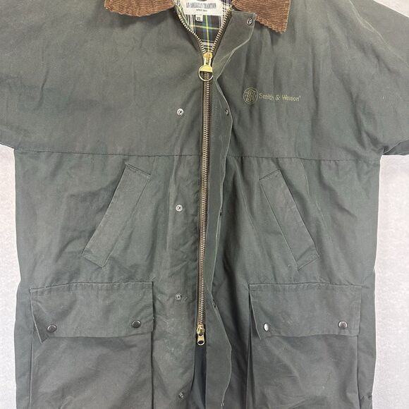 Vintage Smith & Wesson Jacket Mens XL Green Waxed Barn Field Coat 90s - Picture 13 of 16